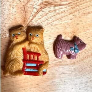 Vintage Celluloid Magnets Cats And Dog Refrigerator Magnet